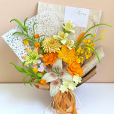 Vibrant Twisted Paper Floral Bouquet Warm Yellow & Orange