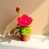 Vibrant Red Twisted Wire Rose Potted Decor