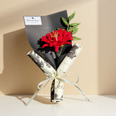 Red Twist Flower Bouquet with Black Wrapping