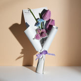 Purple Tulip & Iris Twisted Stick Bouquet