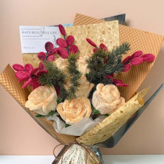 Luxury Plush Rose Bouquet with Red Accents