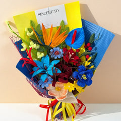 Vibrant Tropical Felt Flower Bouquet Bold Colorful Floral