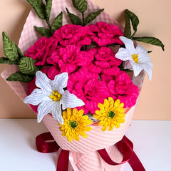 Twist Wire Floral Bouquet - Pink & Yellow Blooms