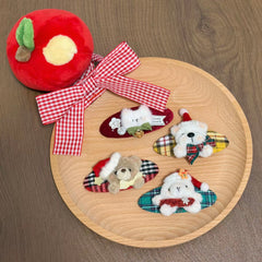 Christmas Scottish Plush Bear Hair Clips Festive Holiday Hair Accessories