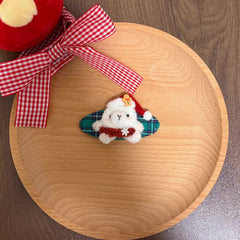 Christmas Scottish Plush Bear Hair Clips Festive Holiday Hair Accessories