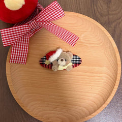 Christmas Scottish Plush Bear Hair Clips Festive Holiday Hair Accessories
