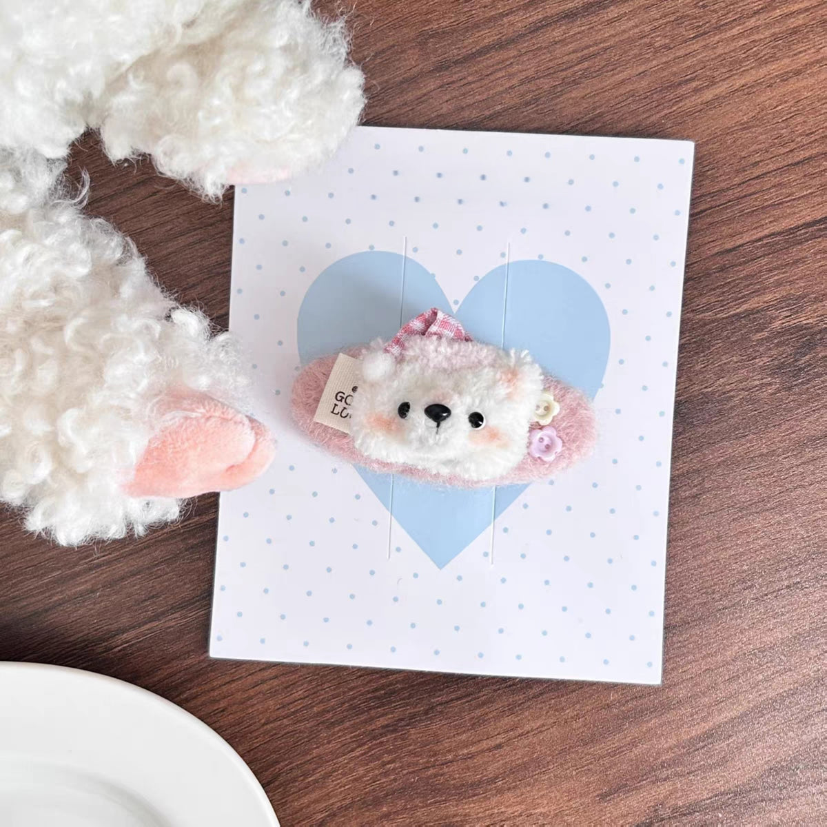 Cute Plush Bear Hair Clips Kawaii Handmade Style Hair Accessories