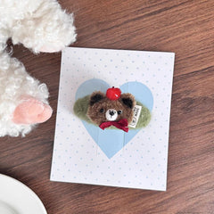 Cute Plush Bear Hair Clips Kawaii Handmade Style Hair Accessories