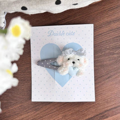 Plush Bear Heart Hair Clips Kawaii Bow Accent Hair Accessories