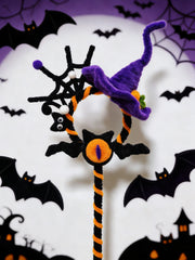 Spooky Halloween Pipe Cleaner Wand Witch Hat & Spiderweb Magic Staff