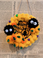 Handmade Halloween Wreath Cute Spider & Pumpkin Door Decor