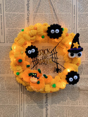 Handmade Halloween Wreath Cute Spider & Pumpkin Door Decor