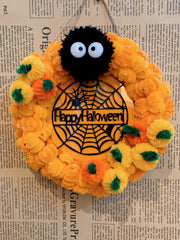 Handmade Halloween Wreath Cute Spider & Pumpkin Door Decor