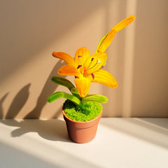 Vibrant Orange Lily Twisted Pipe Cleaner Potted Decor