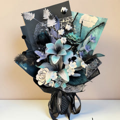 Mystic Blue & Black Luxury Artificial Flower Bouquet