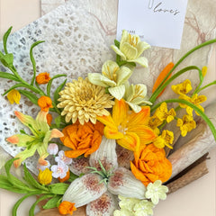 Vibrant Twisted Paper Floral Bouquet Warm Yellow & Orange