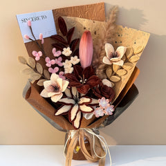 Luxury Twisted Lily Floral Bouquet Chocolate & Blush