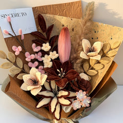 Luxury Twisted Lily Floral Bouquet Chocolate & Blush