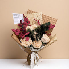 Luxury Plush Rose Bouquet with Red Accents
