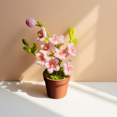 Pink Cherry Blossom Twisted Stick Potted Ornament