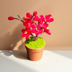 Red Cherry Blossom Twisted Wire Potted Decor