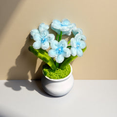 Fluffy Blue Yarn Flower Pot Sweet Home Accent