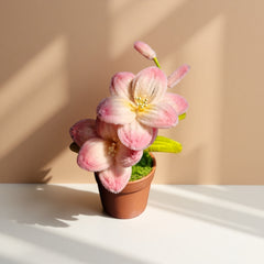 Pastel Pink Lily Twisted Pipe Cleaner Potted Plant