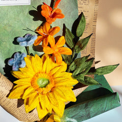 Twist Wire Floral Bouquet - Sunflower & Lily Arrangement