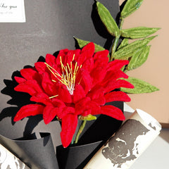 Red Twist Flower Bouquet with Black Wrapping
