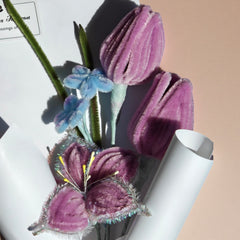 Purple Tulip & Iris Twisted Stick Bouquet