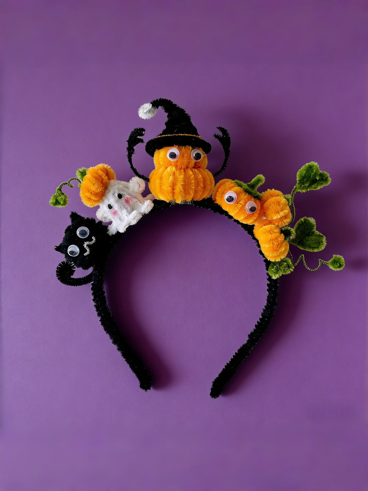 Handmade Halloween Headband Pumpkin, Cat & Mouse Hair Accessory