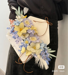 Handmade Blue & Yellow Twine Flower Bouquet | Unique Gift
