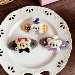 Spooky Kawaii Bear Hair Clips for Teen Girls