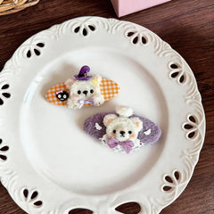 Spooky Kawaii Bear Hair Clips for Teen Girls