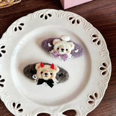 Spooky Kawaii Bear Hair Clips for Teen Girls