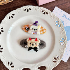 Spooky Kawaii Bear Hair Clips for Teen Girls