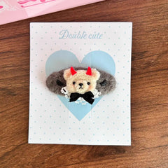 Spooky Kawaii Bear Hair Clips for Teen Girls